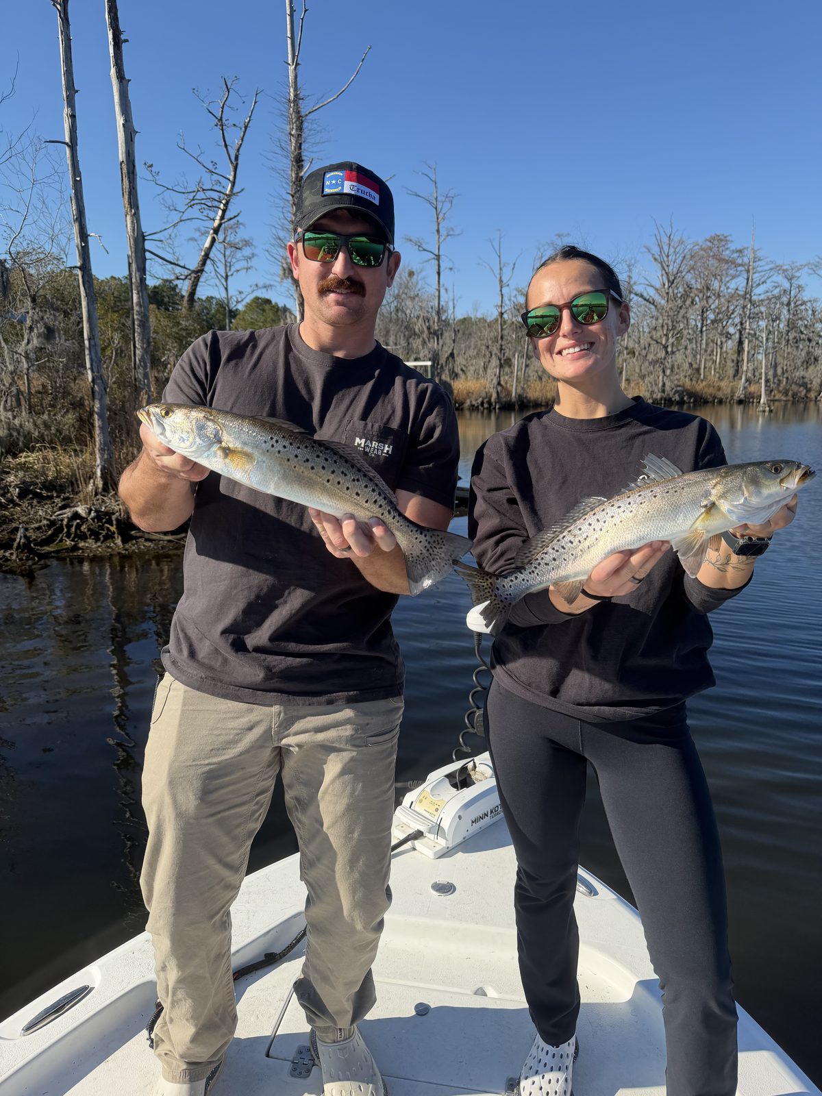 A solid speckled trout release