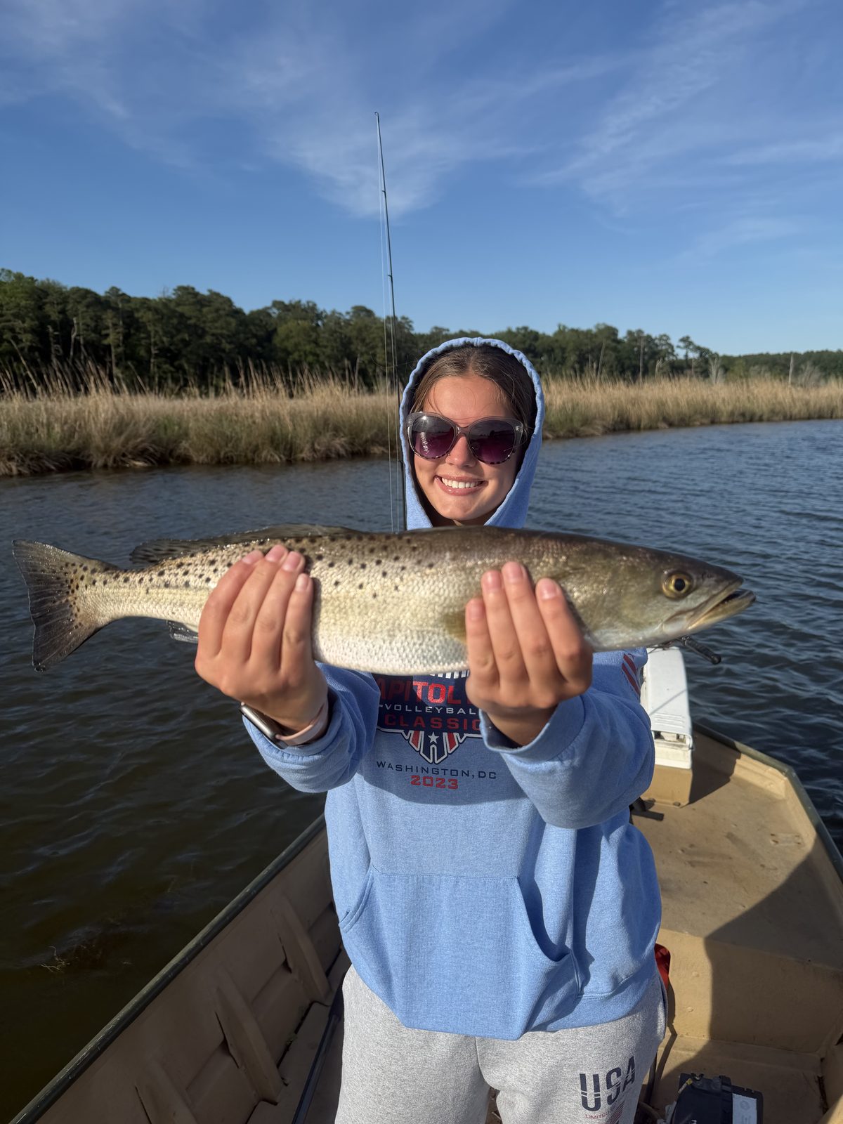 Client with a Pamlico River speckled trout